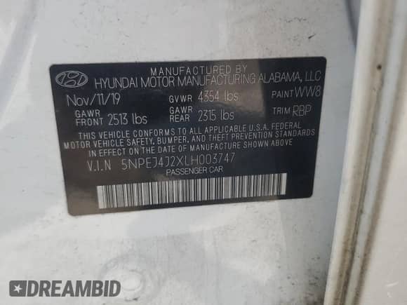 2020 Hyundai Sonata SEL Plus с VIN 5NPEJ4J2XLH003747, выставлен на аукционе Copart как лот 66881055 с пробегом 62 085 миль миль и Списание • Salvage title. История ставок и продаж доступна на DreamBid. Изображение 12.