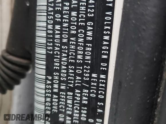 ✅ 2013 Volkswagen Beetle • VIN: 3VW8A7AT5DM811357 • Lot: 43783675. Listed on Copart with Not provided. Free auction sales archive from the USA and detailed vehicle history report at DreamBid. Image 12.