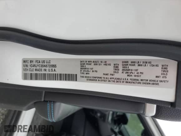 2022 Jeep Grand Cherokee Trailhawk with VIN 1C4RJYC65N8720955, listed as a Copart auction lot 51505265 with 27,618 mi miles and Salvage title. Bid and sale history available at DreamBid. Image 16.