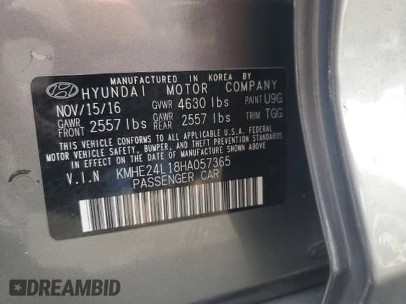 2017 Hyundai Sonata SE z VIN KMHE24L18HA057365, wystawiony jako Copart lot #82241505 z przebiegiem 176 361 mil mil oraz Szkoda całkowita • Salvage title. Historia ofert i sprzedaży dostępna na DreamBid. Obrazek 12.