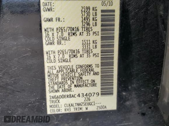 ✅ 2010 Nissan Frontier SE • VIN: 1N6AD0ER8AC434079 • Lot: 55509025. Listed on Copart with 315,098 mi. Free auction sales archive from the USA and detailed vehicle history report at DreamBid. Image 13.