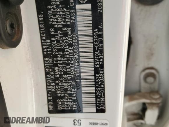 ✅ 2019 Toyota Camry XSE • VIN: 4T1BZ1HK5KU023890 • Lot: 93196295. Listed on Copart with 135,871 mi. Free auction sales archive from the USA and detailed vehicle history report at DreamBid. Image 13.