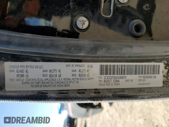 2016 Dodge Challenger R/T Scat Pack z VIN 2C3CDZFJ6GH288879, wystawiony jako Copart lot #68694125 z przebiegiem 32 967 mil mil oraz Szkoda całkowita • Salvage title. Historia ofert i sprzedaży dostępna na DreamBid. Obrazek 12.