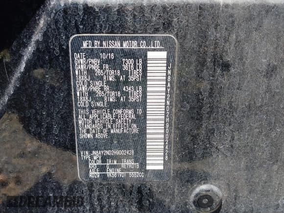 ✅ 2017 Nissan Armada Platinum • VIN: JN8AY2ND2H9002428 • Lot: 43178899. Wystawiony na IAAI z przebiegiem 197 213 mil. Bezpłatny archiwum sprzedaży aukcyjnych z USA i szczegółowy raport historii pojazdu na DreamBid. Zdjęcie 9.