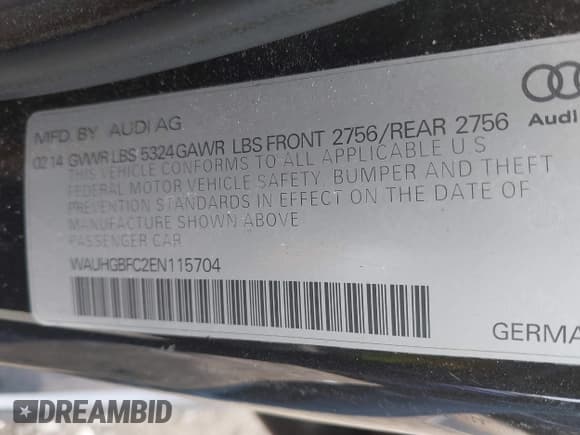 ✅ 2014 Audi A6 Prestige • VIN: WAUHGBFC2EN115704 • Lot: 42233651. Listed on IAAI with 140,079 mi. Free auction sales archive from the USA and detailed vehicle history report at DreamBid. Image 9.