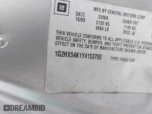 ✅ 2000 Pontiac Bonneville SE • VIN: 1G2HX54K1Y4153700 • Лот: 42543221. Опубликован ранее на IAAI с пробегом 201 183 миль. Бесплатный доступ к архиву аукционных продаж из США и подробный отчёт об истории автомобиля на DreamBid. Изображение 9.