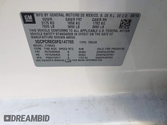 ✅ 2015 Chevrolet Silverado 1500 LT • VIN: 3GCPCREC8FG147765 • Lot: 43335404. Wystawiony na IAAI z przebiegiem 101 862 mil. Bezpłatny archiwum sprzedaży aukcyjnych z USA i szczegółowy raport historii pojazdu na DreamBid. Zdjęcie 9.