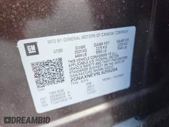 ✅ 2020 Chevrolet Equinox Premier • VIN: 2GNAXNEV9L6259204 • Lot: 89876985. Wystawiony na Copart z przebiegiem 34 709 mil. Bezpłatny archiwum sprzedaży aukcyjnych z USA i szczegółowy raport historii pojazdu na DreamBid. Zdjęcie 13.