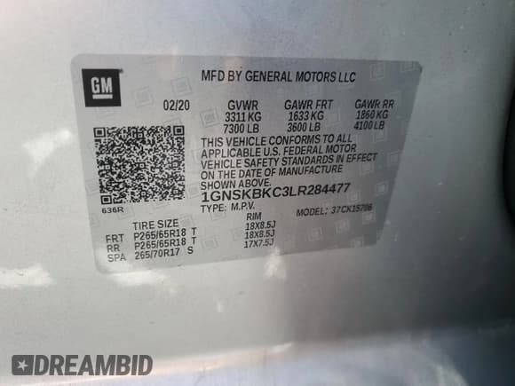 ✅ 2020 Chevrolet Tahoe LT • VIN: 1GNSKBKC3LR284477 • Лот: 63771295. Опубликован ранее на Copart с пробегом 79 470 миль. Бесплатный доступ к архиву аукционных продаж из США и подробный отчёт об истории автомобиля на DreamBid. Изображение 14.