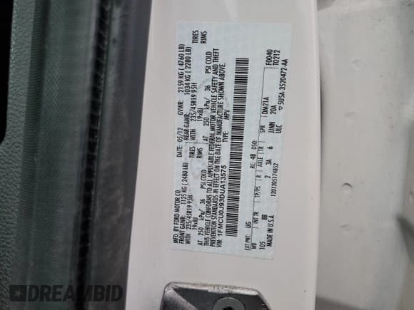 ✅ 2013 Ford Escape Titanium • VIN: 1FMCU0J93DUA13575 • Lot: 58983445. Listed on Copart with 160,252 mi. Free auction sales archive from the USA and detailed vehicle history report at DreamBid. Image 13.