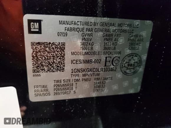 ✅ 2020 Chevrolet Suburban LS • VIN: 1GNSKGKC0LR103462 • Lot: 45928735. Listed on Copart with 73,447 mi. Free auction sales archive from the USA and detailed vehicle history report at DreamBid. Image 13.