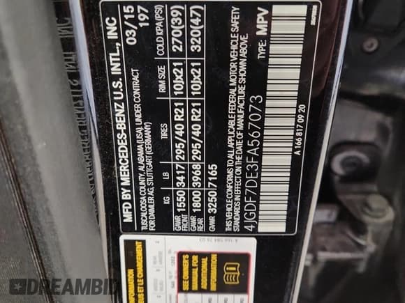 ✅ 2015 Mercedes-Benz GL 550 • VIN: 4JGDF7DE3FA567073 • Lot: 91264875. Listed on Copart with 118,913 mi. Free auction sales archive from the USA and detailed vehicle history report at DreamBid. Image 13.