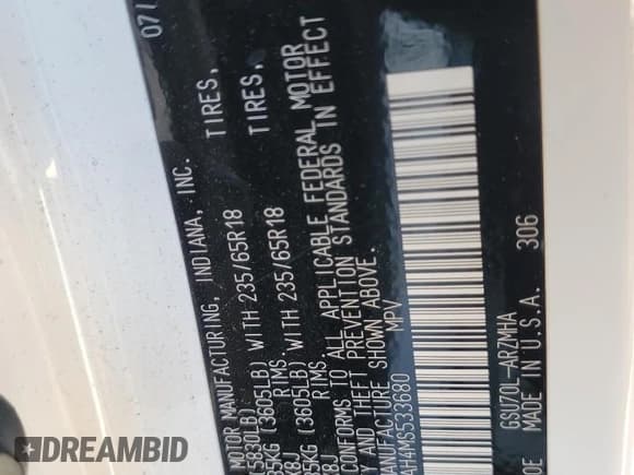 ✅ 2021 Toyota Highlander XLE • VIN: 5TDGZRAH4MS533680 • Lot: 91648665. Listed on Copart with 48,043 mi. Free auction sales archive from the USA and detailed vehicle history report at DreamBid. Image 13.