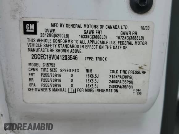 2004 Chevrolet Silverado 1500 LS with VIN 2GCEC19V041203546, listed as a Copart auction lot 80178525 with 454,830 mi miles and Salvage title. Bid and sale history available at DreamBid. Image 12.