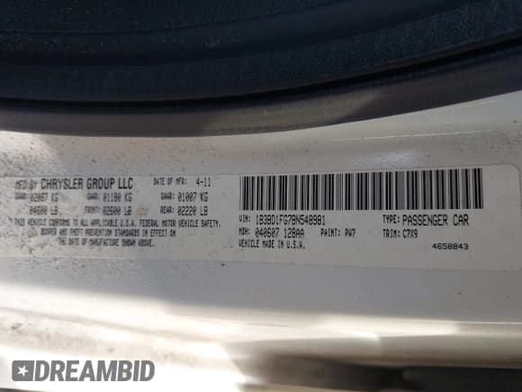 ✅ 2011 Dodge Avenger Heat • VIN: 1B3BD1FG7BN548981 • Lot: 43847563. Listed on IAAI with 134,277 mi. Free auction sales archive from the USA and detailed vehicle history report at DreamBid. Image 9.