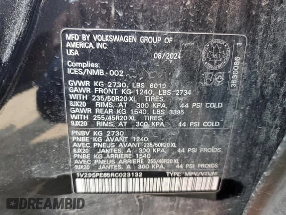 ✅ 2024 Volkswagen ID.4 • VIN: 1V29SPE85RC023132 • Лот: 66506045. Опубликован ранее на Copart с пробегом 14 454 миль. Бесплатный доступ к архиву аукционных продаж из США и подробный отчёт об истории автомобиля на DreamBid. Изображение 12.