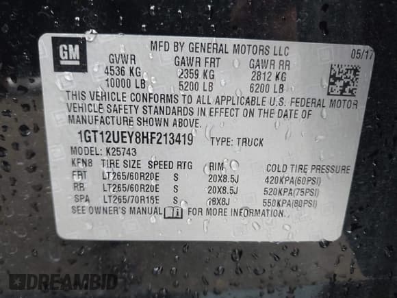 ✅ 2017 GMC Sierra 2500HD Denali • VIN: 1GT12UEY8HF213419 • Лот: 42720346. Опубликован ранее на IAAI с пробегом 169 799 миль. Бесплатный доступ к архиву аукционных продаж из США и подробный отчёт об истории автомобиля на DreamBid. Изображение 9.