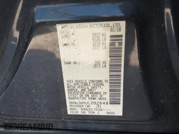 ✅ 2018 Nissan Altima S • VIN: 1N4AL3APXJC202648 • Лот: 42628634. Опубликован ранее на IAAI с пробегом 129 601 миль. Бесплатный доступ к архиву аукционных продаж из США и подробный отчёт об истории автомобиля на DreamBid. Изображение 9.