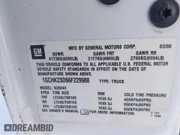 ✅ 2006 Chevrolet Silverado 2500HD LT3 • VIN: 1GCHK23D66F229988 • Лот: 41307107. Опубликован ранее на IAAI с пробегом 300 813 миль. Бесплатный доступ к архиву аукционных продаж из США и подробный отчёт об истории автомобиля на DreamBid. Изображение 9.