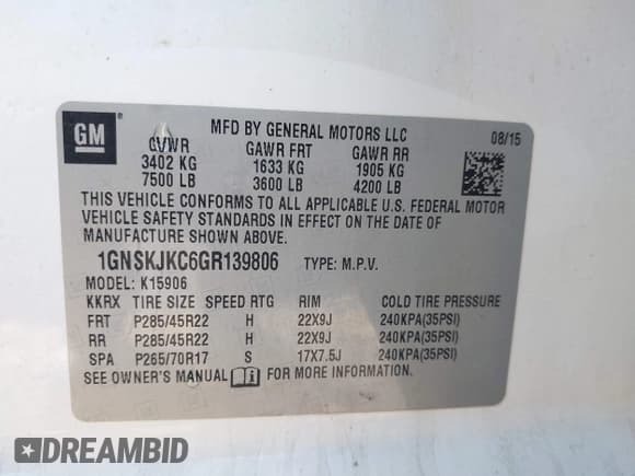 ✅ 2016 Chevrolet Suburban LTZ • VIN: 1GNSKJKC6GR139806 • Лот: 43515972. Опубликован ранее на IAAI с пробегом 189 977 миль. Бесплатный доступ к архиву аукционных продаж из США и подробный отчёт об истории автомобиля на DreamBid. Изображение 9.