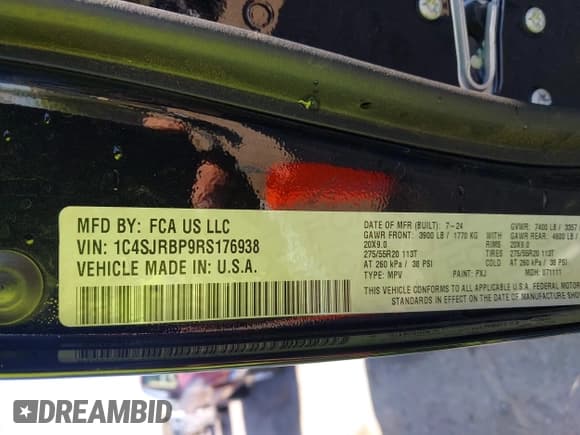 ✅ 2024 Jeep Wagoneer Series II • VIN: 1C4SJRBP9RS176938 • Lot: 43007283. Listed on IAAI with 37,434 mi. Free auction sales archive from the USA and detailed vehicle history report at DreamBid. Image 9.