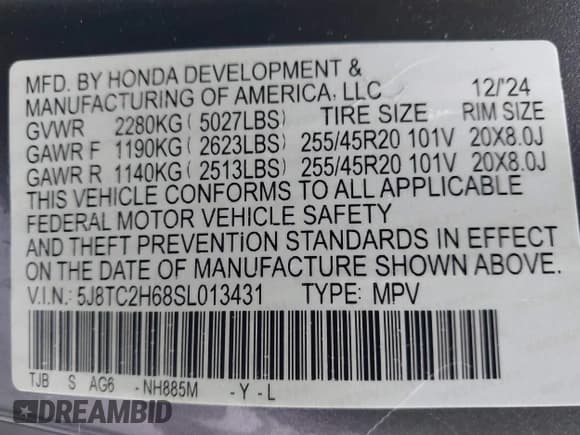 ✅ 2025 Acura RDX w/A-Spec Package • VIN: 5J8TC2H68SL013431 • Lot: 42826010. Listed on IAAI with 1,500 mi. Free auction sales archive from the USA and detailed vehicle history report at DreamBid. Image 9.