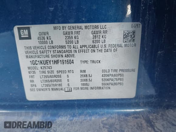 ✅ 2017 Chevrolet Silverado 2500HD Work Truck • VIN: 1GC1KUEY1HF191604 • Lot: 41229847. Wystawiony na IAAI z przebiegiem 90 103 mil. Bezpłatny archiwum sprzedaży aukcyjnych z USA i szczegółowy raport historii pojazdu na DreamBid. Zdjęcie 9.