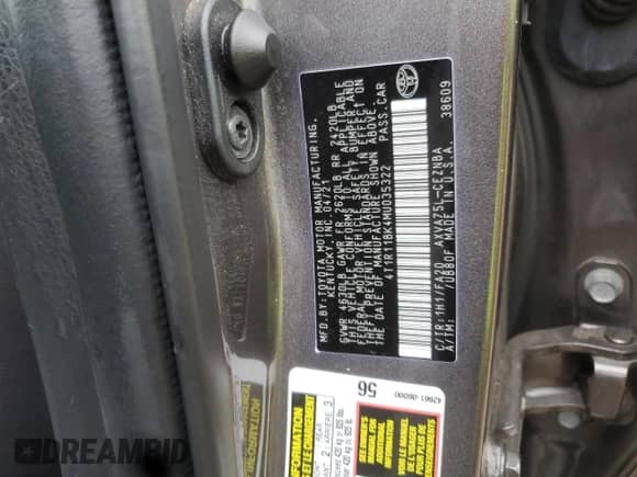 2021 Toyota Camry LE z VIN 4T1R11BK4MU035322, wystawiony jako Copart lot #64804995 z przebiegiem 89 483 mil mil oraz Szkoda całkowita • Salvage title. Historia ofert i sprzedaży dostępna na DreamBid. Obrazek 12.