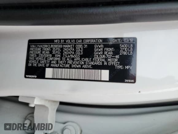 ✅ 2018 Volvo XC60 Momentum • VIN: LYVA22RK2JB096569 • Lot: 80718555. Wystawiony na Copart z przebiegiem 77 538 mil. Bezpłatny archiwum sprzedaży aukcyjnych z USA i szczegółowy raport historii pojazdu na DreamBid. Zdjęcie 13.