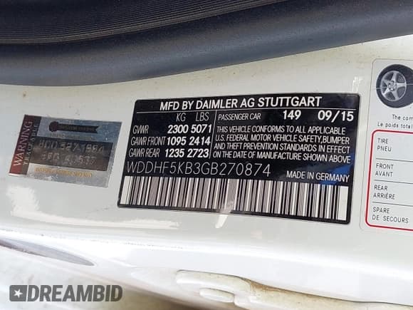 ✅ 2016 Mercedes-Benz E 350 Sport • VIN: WDDHF5KB3GB270874 • Lot: 43666598. Listed on IAAI with 120,887 mi. Free auction sales archive from the USA and detailed vehicle history report at DreamBid. Image 9.