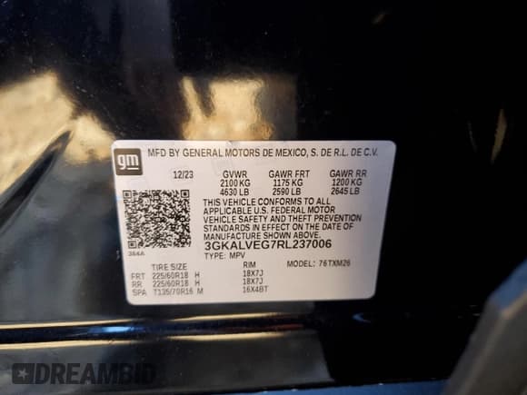 ✅ 2024 GMC Terrain SLT • VIN: 3GKALVEG7RL237006 • Lot: 90903695. Listed on Copart with 5,211 mi. Free auction sales archive from the USA and detailed vehicle history report at DreamBid. Image 14.