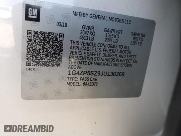 ✅ 2018 Buick LaCrosse Essence • VIN: 1G4ZP5SZ9JU136368 • Lot: 75084724. Wystawiony na Copart z przebiegiem 134 441 mil. Bezpłatny archiwum sprzedaży aukcyjnych z USA i szczegółowy raport historii pojazdu na DreamBid. Zdjęcie 14.