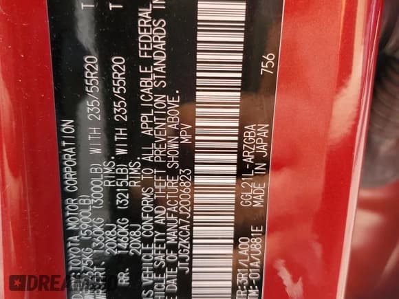 ✅ 2018 Lexus RX 350L Premium • VIN: JTJGZKCA7J2006823 • Lot: 90401205. Listed on Copart with 110,641 mi. Free auction sales archive from the USA and detailed vehicle history report at DreamBid. Image 14.