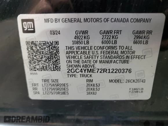✅ 2024 Chevrolet Silverado 2500HD Custom • VIN: 2GC4YME72R1220376 • Лот: 82598325. Опубликован ранее на Copart с пробегом 22 635 миль. Бесплатный доступ к архиву аукционных продаж из США и подробный отчёт об истории автомобиля на DreamBid. Изображение 12.