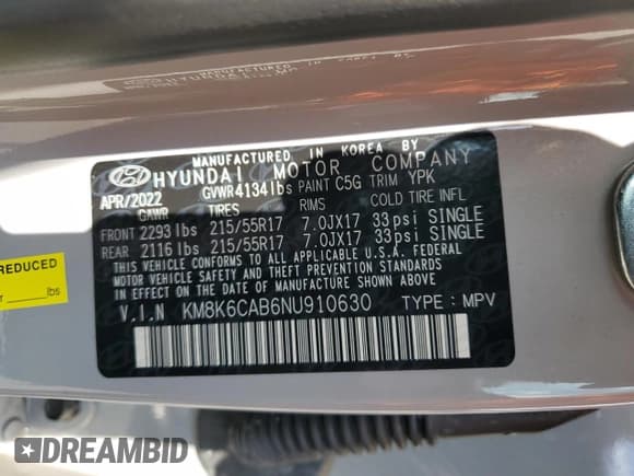 ✅ 2022 Hyundai Kona SEL • VIN: KM8K6CAB6NU910630 • Лот: 67076443. Опубликован ранее на Copart с пробегом 11 220 миль. Бесплатный доступ к архиву аукционных продаж из США и подробный отчёт об истории автомобиля на DreamBid. Изображение 12.