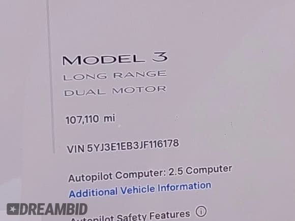✅ 2018 Tesla Model 3 Long Range Battery • VIN: 5YJ3E1EB3JF116178 • Lot: 43657366. Wystawiony na IAAI z przebiegiem 107 110 mil. Bezpłatny archiwum sprzedaży aukcyjnych z USA i szczegółowy raport historii pojazdu na DreamBid. Zdjęcie 15.