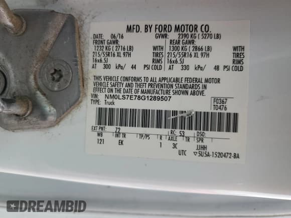 ✅ 2016 Ford Transit Connect XL • VIN: NM0LS7E78G1289507 • Lot: 55761915. Listed on Copart with Not provided. Free auction sales archive from the USA and detailed vehicle history report at DreamBid. Image 12.