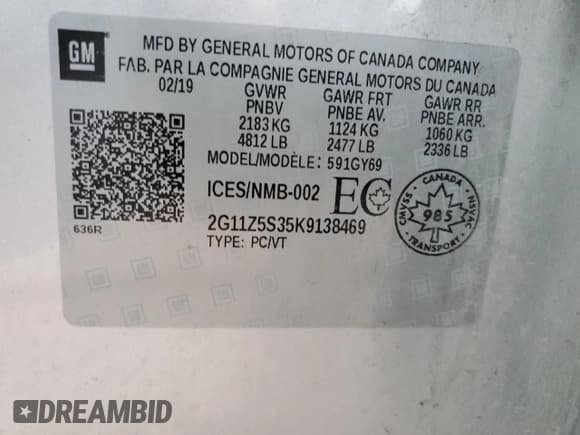 ✅ 2019 Chevrolet Impala LT • VIN: 2G11Z5S35K9138469 • Лот: 63127343. Опубликован ранее на Copart с пробегом 97 167 миль. Бесплатный доступ к архиву аукционных продаж из США и подробный отчёт об истории автомобиля на DreamBid. Изображение 13.