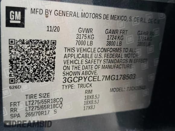 ✅ 2021 Chevrolet Silverado 1500 Custom Trail Boss • VIN: 3GCPYCEL7MG178503 • Lot: 71582184. Wystawiony na Copart z przebiegiem 59 669 mil. Bezpłatny archiwum sprzedaży aukcyjnych z USA i szczegółowy raport historii pojazdu na DreamBid. Zdjęcie 12.