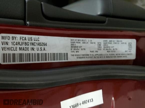 ✅ 2022 Jeep Grand Cherokee Limited • VIN: 1C4RJFBG1NC145264 • Lot: 92027295. Listed on Copart with 40,690 mi. Free auction sales archive from the USA and detailed vehicle history report at DreamBid. Image 13.