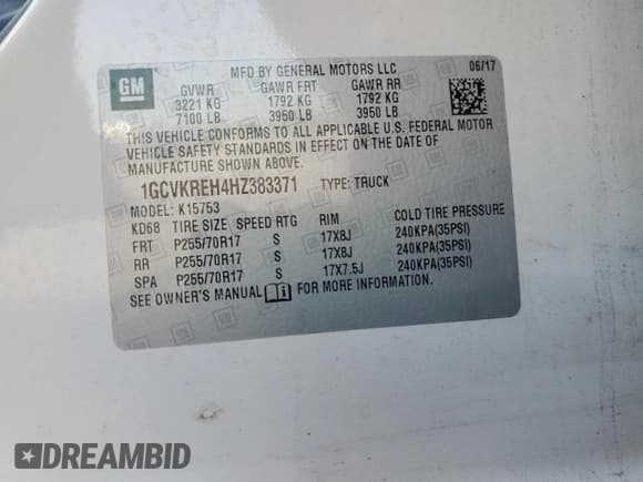 ✅ 2017 Chevrolet Silverado 1500 LT • VIN: 1GCVKREH4HZ383371 • Лот: 61925994. Опубликован ранее на Copart с пробегом 120 216 миль. Бесплатный доступ к архиву аукционных продаж из США и подробный отчёт об истории автомобиля на DreamBid. Изображение 12.