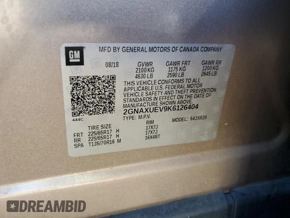 ✅ 2019 Chevrolet Equinox LT • VIN: 2GNAXUEV9K6126404 • Lot: 82622505. Wystawiony na Copart z przebiegiem 63 614 mil. Bezpłatny archiwum sprzedaży aukcyjnych z USA i szczegółowy raport historii pojazdu na DreamBid. Zdjęcie 12.