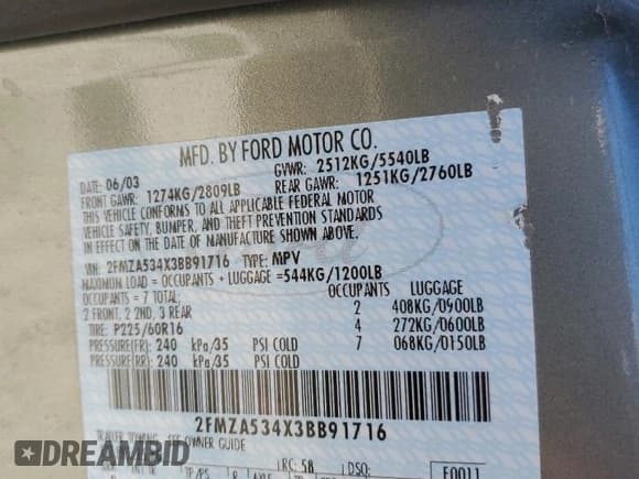 ✅ 2003 Ford Windstar SEL • VIN: 2FMZA534X3BB91716 • Lot: 75205064. Wystawiony na Copart z przebiegiem 132 038 mil. Bezpłatny archiwum sprzedaży aukcyjnych z USA i szczegółowy raport historii pojazdu na DreamBid. Zdjęcie 13.