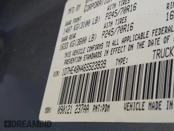 ✅ 2006 Dodge Dakota SLT • VIN: 1D7HE48N46S523939 • Lot: 43724699. Listed on IAAI with 168,366 mi. Free auction sales archive from the USA and detailed vehicle history report at DreamBid. Image 9.