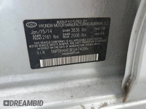 2014 Hyundai Elantra SE z VIN 5NPDH4AE9EH474096, wystawiony jako Copart lot #82344505 z przebiegiem 172 347 mil mil oraz Szkoda całkowita • Salvage title. Historia ofert i sprzedaży dostępna na DreamBid. Obrazek 12.