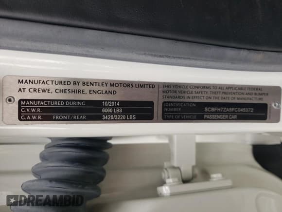 ✅ 2015 Bentley Continental GT • VIN: SCBFH7ZA5FC045372 • Lot: 55222924. Listed on Copart with 25,506 mi. Free auction sales archive from the USA and detailed vehicle history report at DreamBid. Image 12.