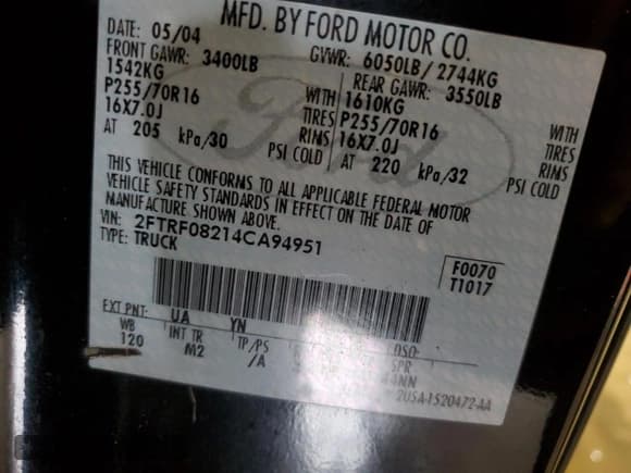 ✅ 2004 Ford F-150 XL • VIN: 2FTRF08214CA94951 • Lot: 53025035. Listed on Copart with Not provided. Free auction sales archive from the USA and detailed vehicle history report at DreamBid. Image 12.