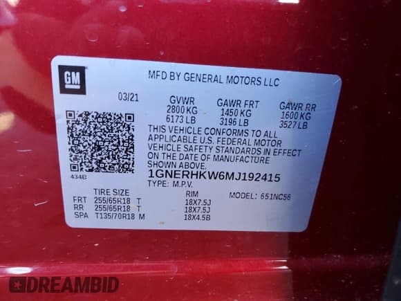 ✅ 2021 Chevrolet Traverse LT • VIN: 1GNERHKW6MJ192415 • Lot: 58658295. Wystawiony na Copart z przebiegiem 74 085 mil. Bezpłatny archiwum sprzedaży aukcyjnych z USA i szczegółowy raport historii pojazdu na DreamBid. Zdjęcie 13.