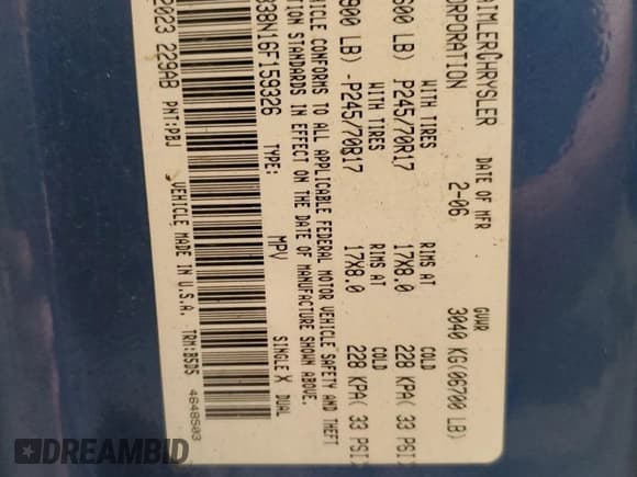 ✅ 2006 Dodge Durango SXT • VIN: 1D4HB38N16F159326 • Лот: 65558675. Опубликован ранее на Copart с пробегом 134 675 миль. Бесплатный доступ к архиву аукционных продаж из США и подробный отчёт об истории автомобиля на DreamBid. Изображение 13.