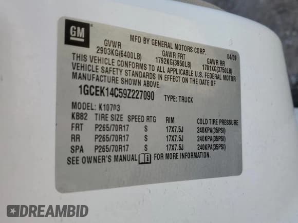 ✅ 2009 Chevrolet Silverado 1500 Work Truck • VIN: 1GCEK14C59Z227090 • Lot: 67946885. Listed on Copart with 242,794 mi. Free auction sales archive from the USA and detailed vehicle history report at DreamBid. Image 12.